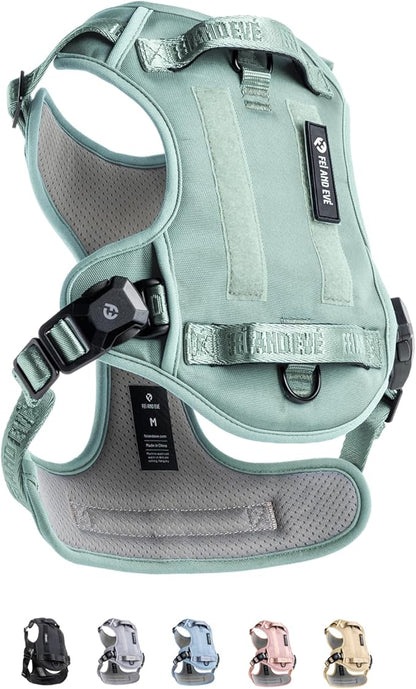 2025 New Edition, Fei &amp; Eve MagEase Dog Harness - 3-Second Magnetic Buckles | 3-Point No-Pull Control | Heavy-Duty 900D Nylon | Dual Safety Handles | Breathable Mesh | Adjustable Fit | X-Large, Green