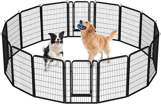 40 Inch Dog Playpen - 16 Panels Metal Pet Exercise Pen for Medium-Large Dogs, Indoor/Outdoor Dog Fence for Yard, Garden, Camping &amp; RV Travel