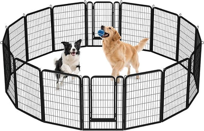 40 Inch Dog Playpen - 16 Panels Metal Pet Exercise Pen for Medium-Large Dogs, Indoor/Outdoor Dog Fence for Yard, Garden, Camping &amp; RV Travel
