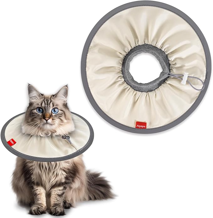 Agape Comfortable Cat Cone - Lightweight Soft Recovery Collar for Cats After Surgery - Protective E-Collar for Small, Medium, and Large Cats - Stops Licking &amp; Scratching for Wound Care