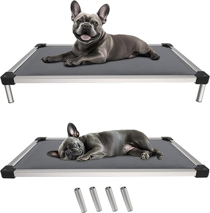 FXW TitanNest Chew-Proof Elevated Dog Bed, Raised Cot for Indoor/Outdoor/Camping Use, Durable &amp; Washable Padded Pet Bed for Extra-Small Dogs, 29.0" L x 18.0" W x 4.5" H, Gray