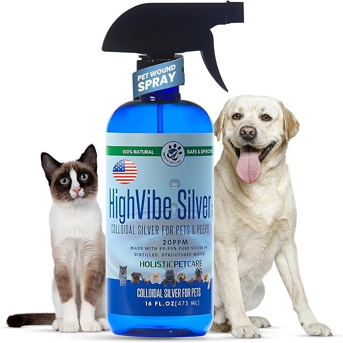 Colloidal Silver Spray for Dogs, Cats, Horses &amp; Birds - 20 PPM Effective Wound Care, Hot Spot Treatment, Skin Relief &amp; Immune Support - All-Natural Pet Silver Spray (16 Oz)
