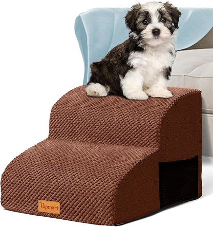 Topmart High Density Foam Pet Steps 2 Tiers,11.8" High,Non-Slip Dog Stairs &amp; Ramp,Soft Foam Dog Ladder,Best for Injured,Older Cats,Pets with Joint Pain,Suitable for Low Sofas,Stairs,Lower Place