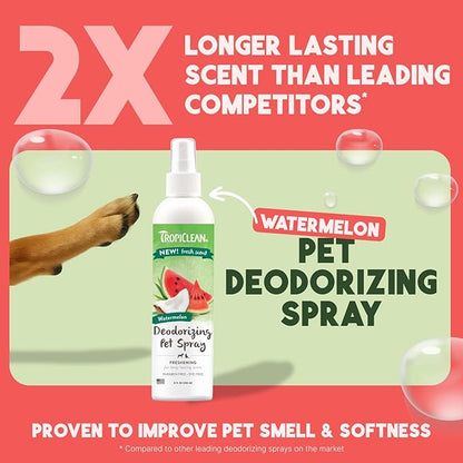 TropiClean Watermelon Cat &amp; Dog Deodorizing Spray | Cat &amp; Dog Grooming Supplies | 8 oz | Made in the USA