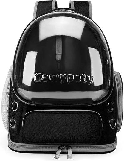 Cat Backpack Carrier, Breathable Cat Carrier Large Space Bubble Pet Backpack for Kitty Small Dog up to 12lbs, Transparent &amp; Foldable Pet Carrier for Travel Hiking (Black