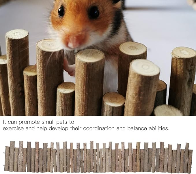 Flexible Wooden Bridge, Hamster Fence &amp; Platforms - 23.6In Accessories