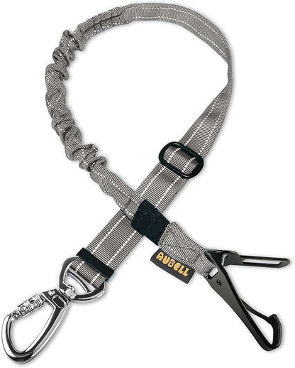 AUBELL Dog Seat Belt for Car,Updated 3-in-1 Adjustable Reflective Bungee Heavy Duty Dog Car Harness Tether with Clip Hook Latch &amp; Buckle,Swivel Zinc Alloy Carabiner,Grey
