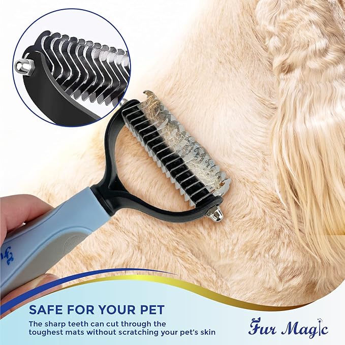 Large Deshedding Tool &amp; Dematting Comb – Grooming Brushes for Dogs, Cats, Horses – Reduce Shedding and Remove Knots, Mats and Loose Undercoat