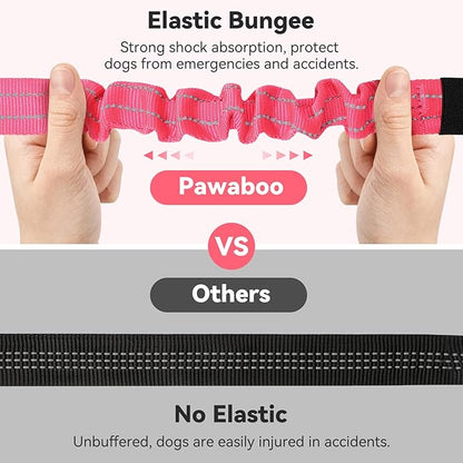 Pawaboo 2Pack Dog Seatbelt for Car, 3-in-1 Dog Car Seat Belt Bungee, Shockproof Dog Tether for Car with Buckle &amp; Hook Latch, Adjustable Reflective Dog Harness Leash with 360° Lockable Buckle, Pink