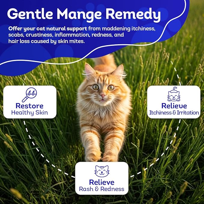 HA4E - Mange Relief for Cats - Treatment for Itchiness, Scabs, &amp; Hair Loss Caused by Mites - All-Natural, Homeopathic, Non-GMO, Organic, Gluten, Preservative &amp; Chemical Free - 300 Tablets