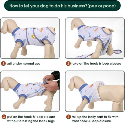 Kuoser Recovery Suit for Dogs Cats After Surgery, Professional Pet Recovery Shirt Dog Abdominal Wounds Bandages, Substitute E-Collar &amp; Cone,Prevent Licking Dog Onesies Pet Surgery Recovery Suit