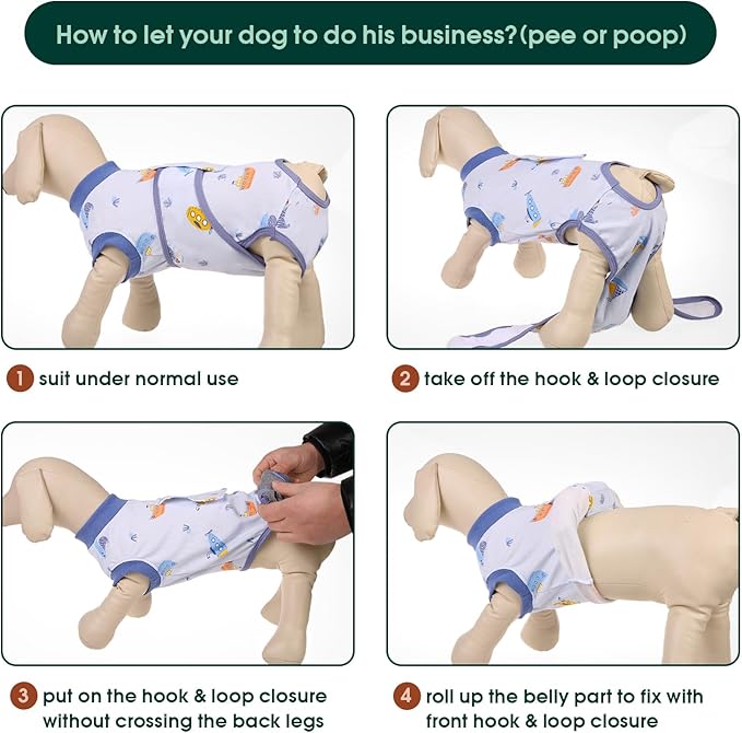 Kuoser Recovery Suit for Dogs Cats After Surgery, Professional Pet Recovery Shirt Dog Abdominal Wounds Bandages, Substitute E-Collar &amp; Cone,Prevent Licking Dog Onesies Pet Surgery Recovery Suit