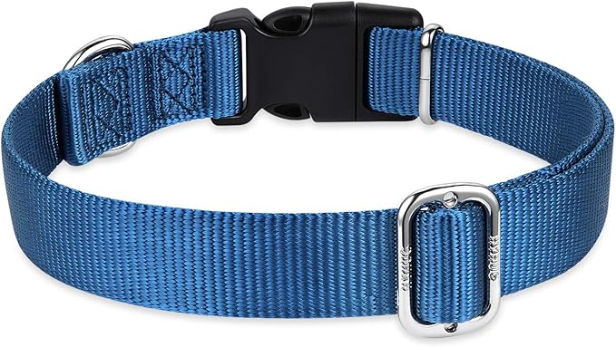 Hyhug Dog Collar for Large Dogs, Heavy Duty, Blue | Quick Release Nylon Buckle Collar, Adjustable &amp; Durable Pet Supplies for Boy &amp; Girl Dogs(Large, Classic Blue)