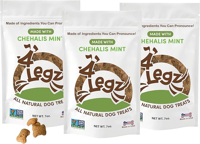 Chehalis Mint Dog Treats – Healthy, Crunchy, Vegan Biscuits with Whole &amp; Real Ingredients – All Natural &amp; USA‐Baked, (7 Ounce, Pack of 3)