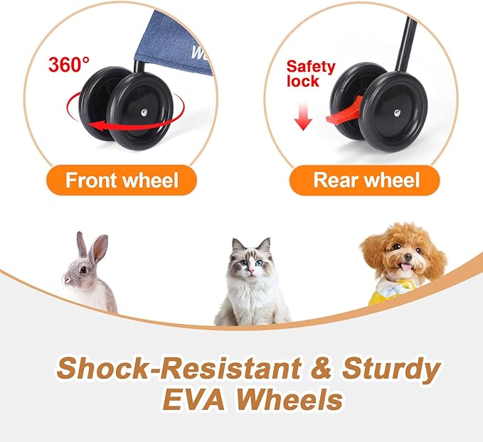 Wedyvko Travel Portable Dog Stroller, Pet Stroller for Small Puppy Dogs &amp; Cats, Up to 33 lbs, Navy Blue