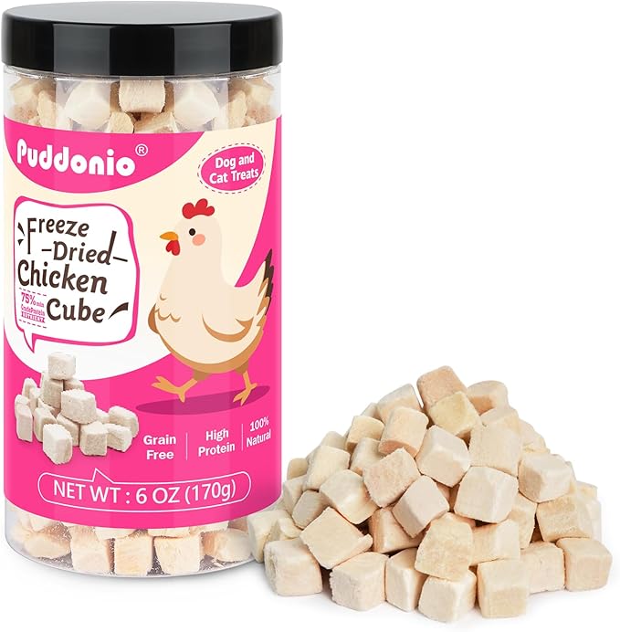 Freeze Dried Cats &amp; Dogs Raw Treats, All Natural Single Ingredient Chicken Breast, High Protein Healthy Pet Training Treats or Food Topper, 6 oz