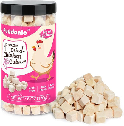 Freeze Dried Cats &amp; Dogs Raw Treats, All Natural Single Ingredient Chicken Breast, High Protein Healthy Pet Training Treats or Food Topper, 6 oz
