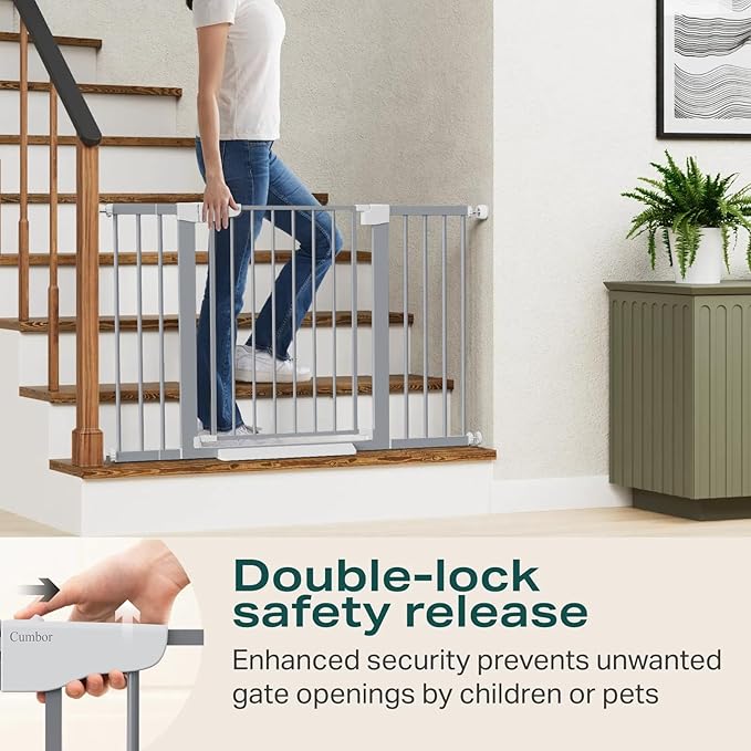 Cumbor 29.7"-51.5" Extra Wide Baby Gate for Stairs, Mom&