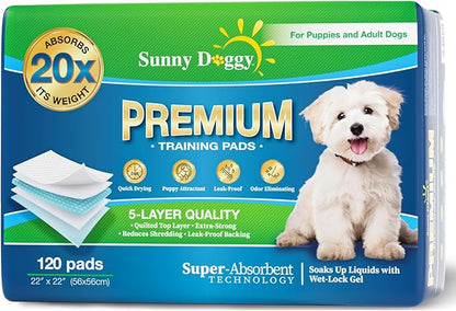 Pee Pads for Dogs Large 22”x 22”, 120 Count Puppy Pads Pet Training Pads Disposable Upgraded Odor Control, Potty Pads Absorbent and Leak-Proof Dog Housebreaking &amp; Puppy Supplies