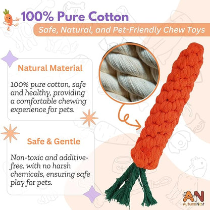 3PCS Orange Woven Pet Chew Set, Puppy Teething Chews, Dog Chew Treats, Cat Teething Playset, Safe Braided Chews for Pets, Durable &amp; Interactive
