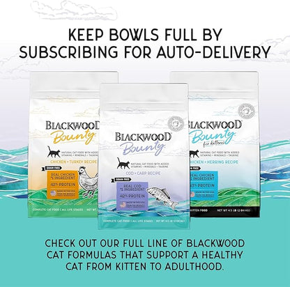 Blackwood Bounty Dry Cat Food, Cod &amp; Carp Recipe for All Life Stages, 10 Pound Bag, High Protein, Grain Free