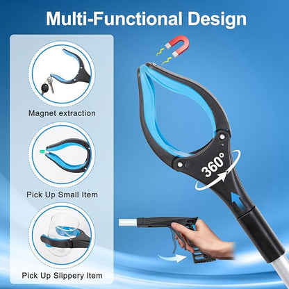 Grabber Reacher Tool - 32” Extra Long Foldable Gripper and Reaching Tool - Heavy Duty Pick Up Stick Grabbers for Seniors, Trash, Surgery Recovery Must Haves Gifts (Blue+Orange 2P)