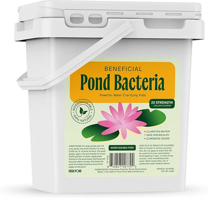 Pond Water Treatment Pods - 2X Strength Beneficial Pond Water Treatment w/Barley Straw for Reducing Sludge and Odors in Koi Ponds and Natural Ponds - Safe for Fish, Pets, &amp; Swimming - 5lb.