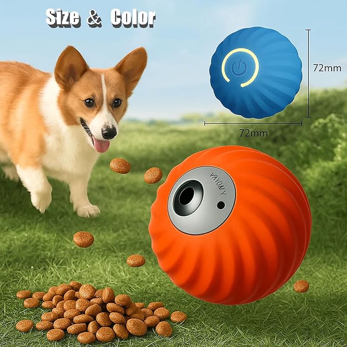 Zoomie Buddy 2.0, Zoomie Buddy for Dogs, 2 in 1 Smart Touch Interactive Dog Balls ＆ Pet Feeder, 2.83" Diameter, Suitable for Small/Medium Dogs, with Fruit Plush Cover (2*Blue, Bayberry)
