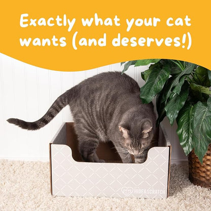 HIDE &amp; SCRATCH Cat Scratcher Box and Cat Bed with Refillable Double-Sided Cardboard Scratch Pad for Indoor Cats
