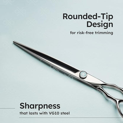 8" Dog Grooming Scissors – Handcrafted, Ergonomic, VG10 Stainless Steel for Sharper, Tougher, Better Edge Retention, Lightweight Shears with 3D Convex Blade for Dogs and Cats