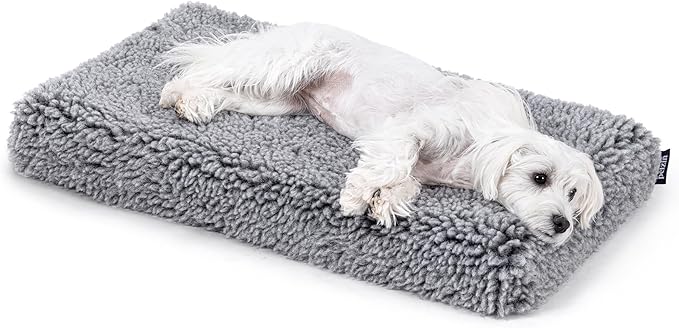 Stoutwool 4" Indestructible Dog Bed - Orthopedic Chew Proof Dog Crate Pad - Fluffy Kennel Mat for Aggressive Chewers - Ideal for Small Breeds &amp; Fits 24-Inch Crate - 23"x16", Charcoal