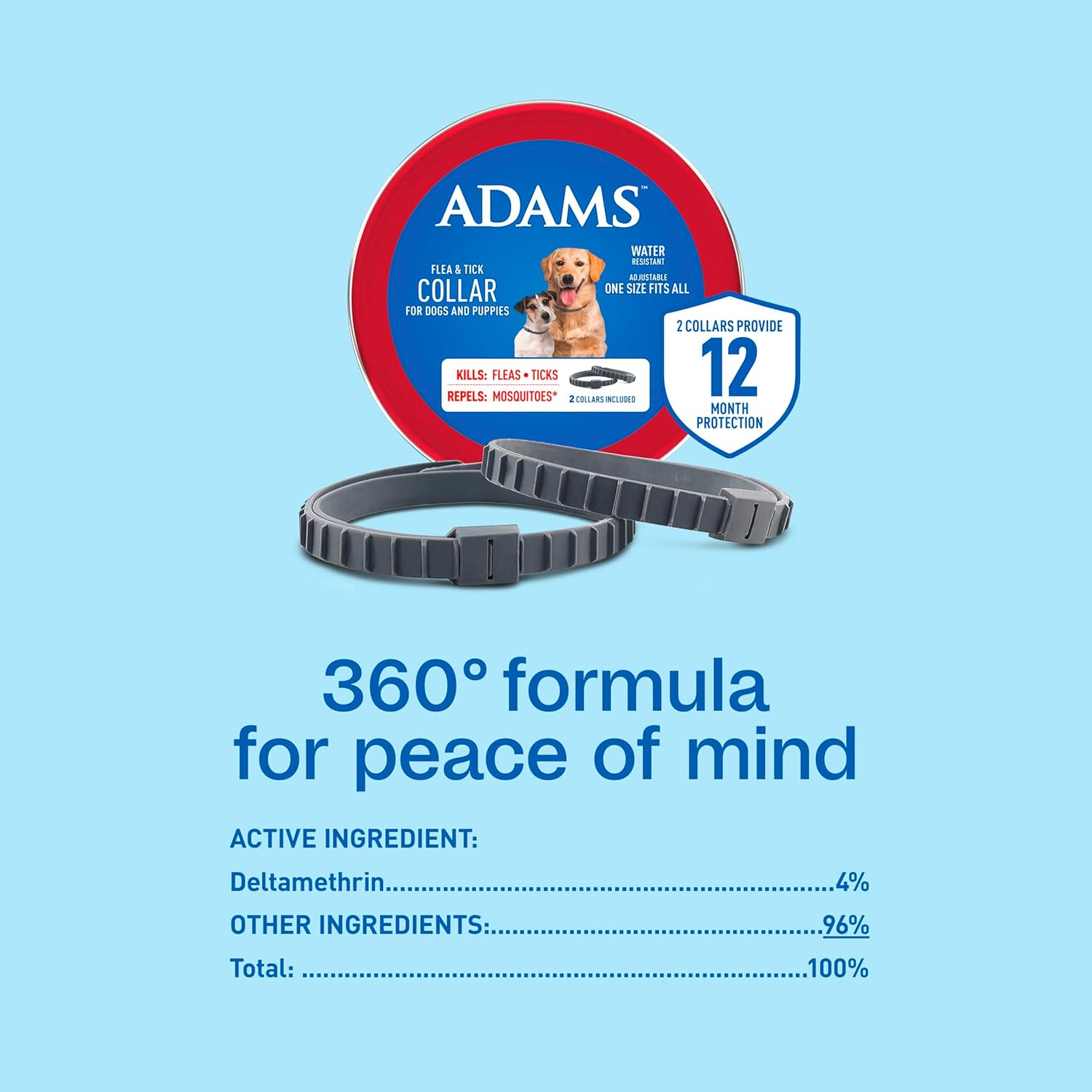 Adams Flea &amp; Tick Collar for Dogs &amp; Puppies Flea Collar Protection 4 Count