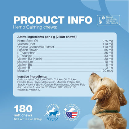 Calming Chews for Dogs Anxiety Relief Melatonin &amp; Valerian Root