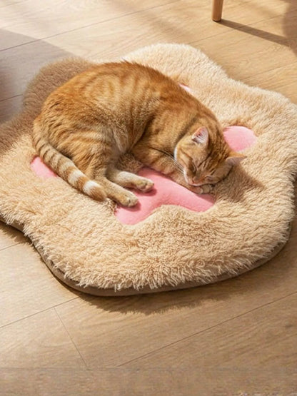Cute Paw Shape Plush Pet Mat