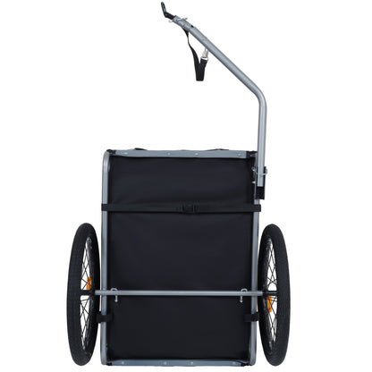 Large Folding Bike Trailer for Dogs – 66LB Capacity All-Terrain Pet Carrier, Durable Steel Frame for Cycling, Jogging, Camping &amp; Outdoor Adventures, Black- Gray