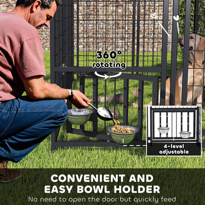 Welded Wire Outdoor Dog Kennel with 360° Rotating, Waterproof Cover, 7.9 x 4 x 6 ft