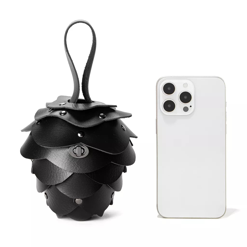 Acorn-Shaped Leather Petal Decor Pouch Bag