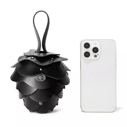Acorn-Shaped Leather Petal Decor Pouch Bag