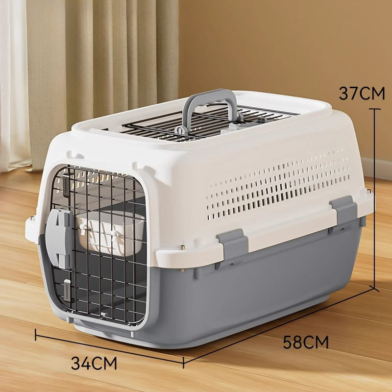 Sided Pet Carrier For Small Dogs &amp; Cats, Airline Approved Travel Crate With Enhanced Security Latches, Front &amp; Top Load Wire Door, Food Bowl For Traveling, Hiking, Camping