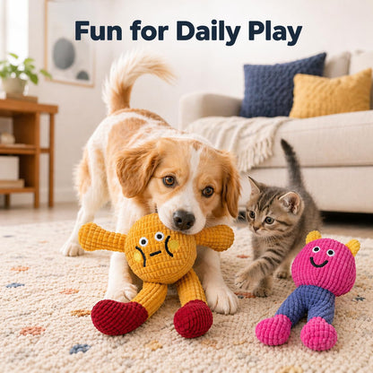 Cat&amp;Dog Chew Toys With Catnip Inside, Ecofriendly Material Made, Crinkle Paper &amp; Squeaky Ball Inside, Waffle And Baby Toy Combination Packaging, Cuddles Meow Chompclean, 2 Pack