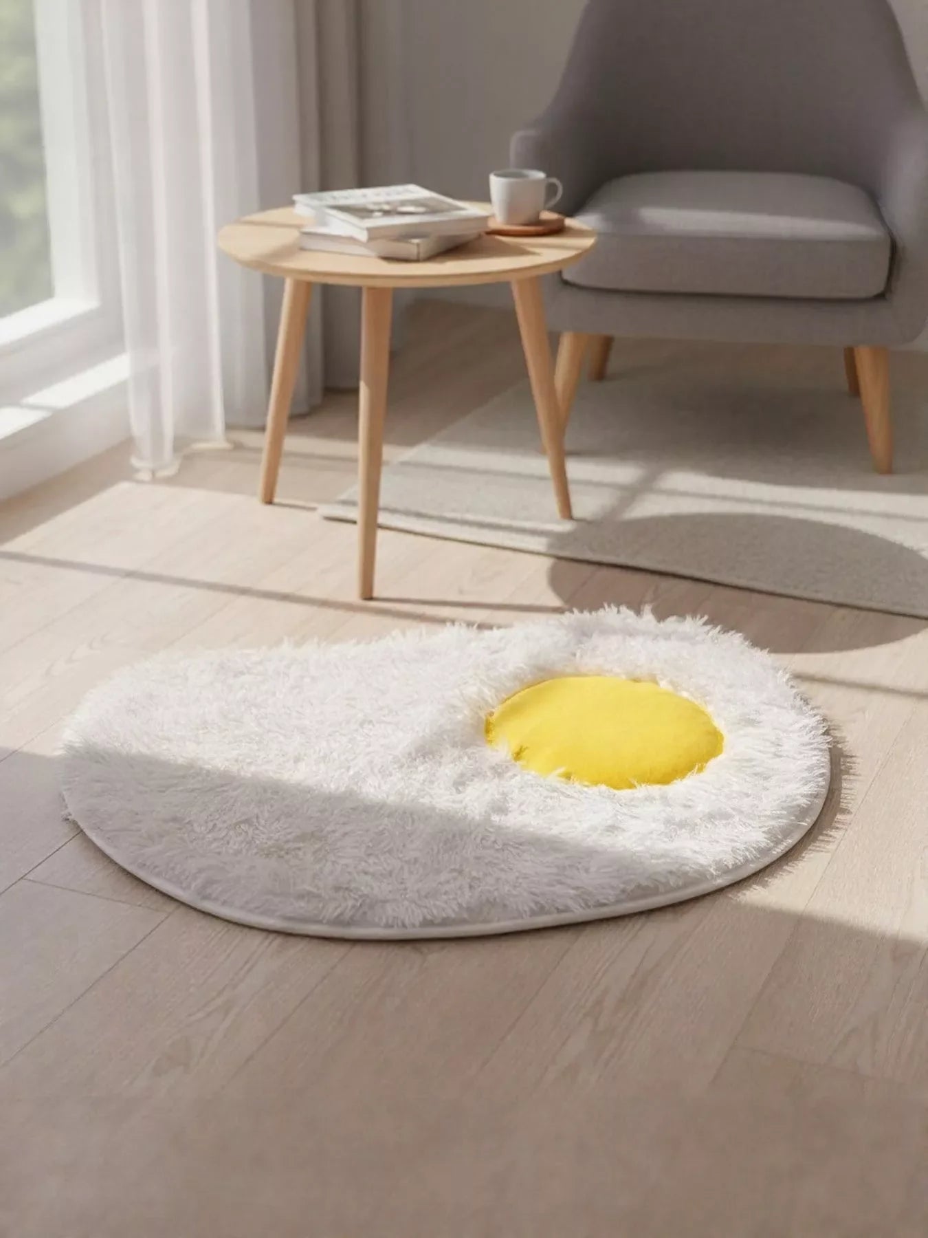 Fried Egg Design Plush Pet Mat