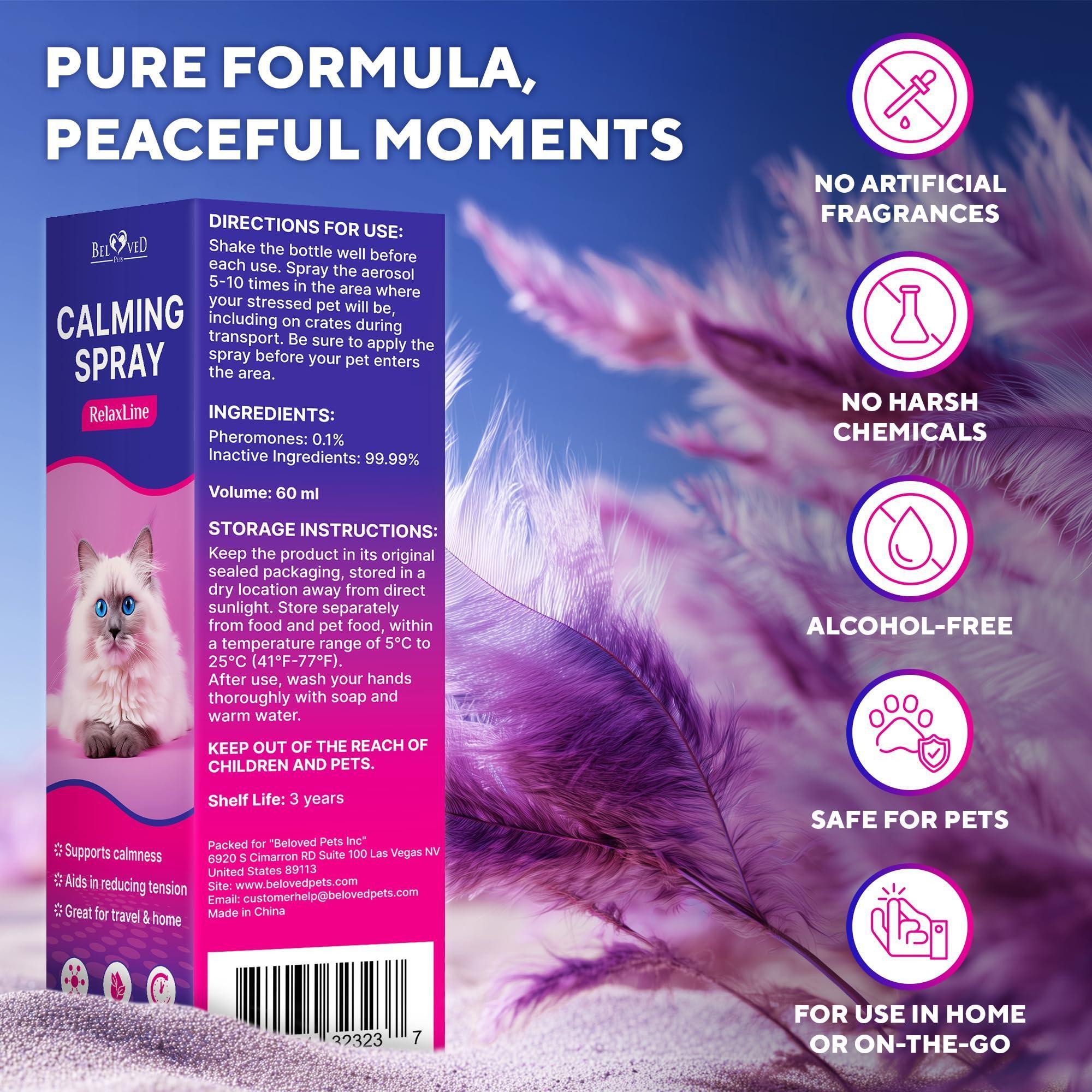 Calming Pheromone &amp; Scratch-Repellent Spray for Cats 100 ml 2-Pack