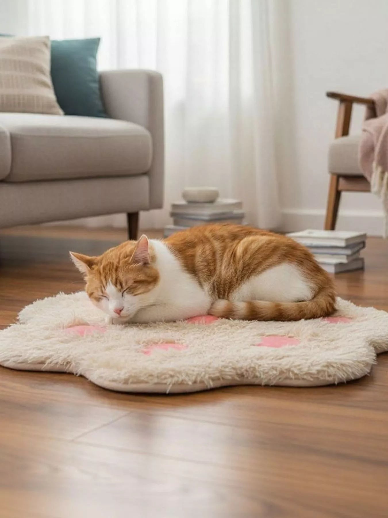 Cute Paw Shape Plush Pet Mat