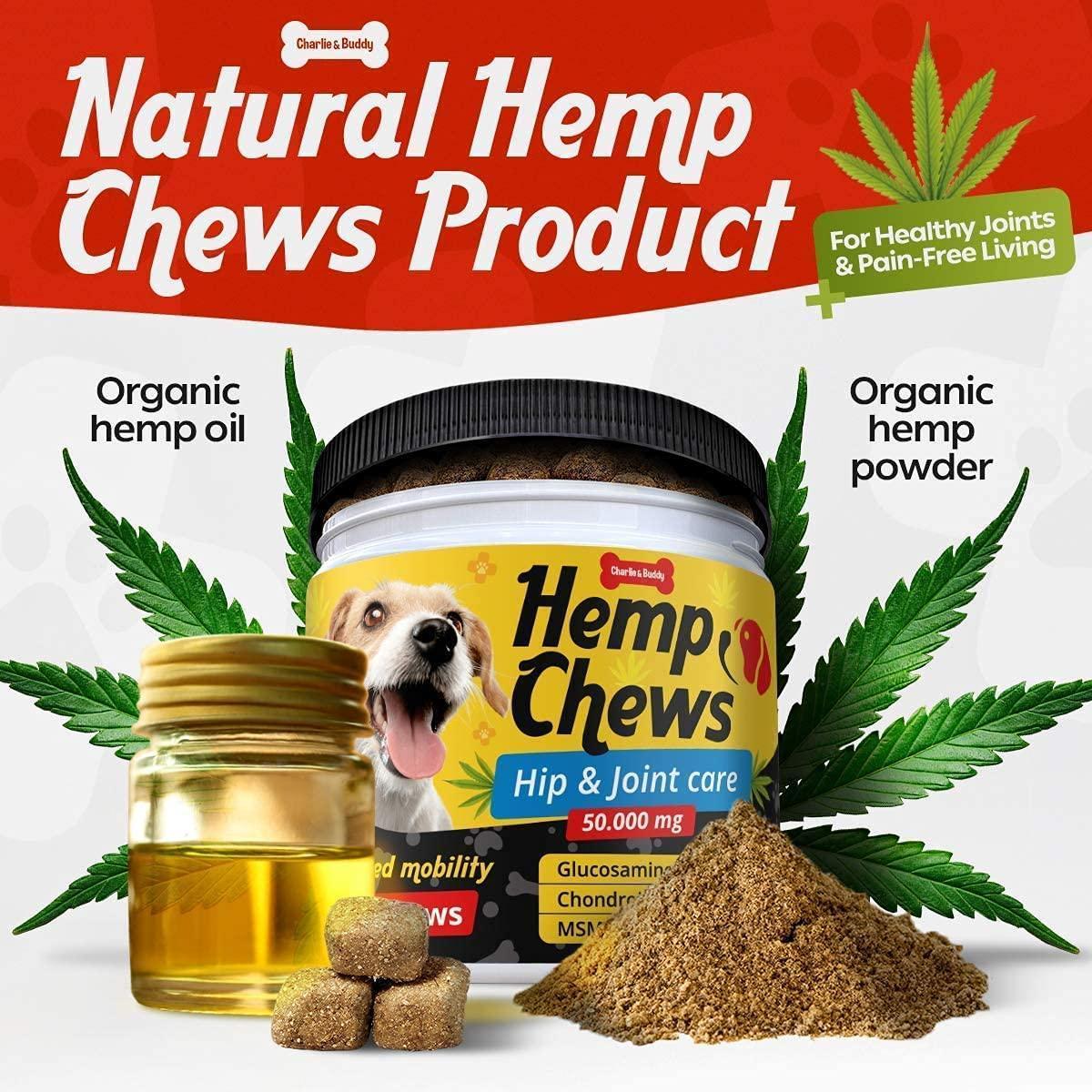 Hemp Hip &amp; Joint Supplement for Dogs 120 Count Glucosamine