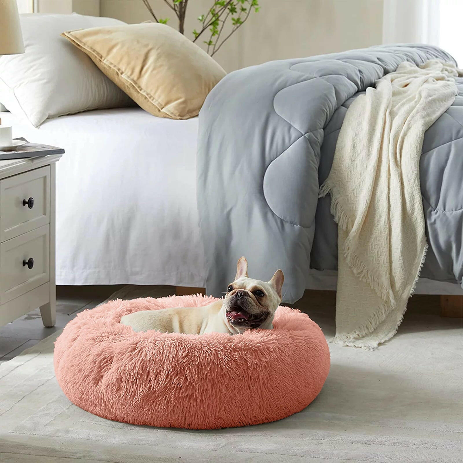 Cozy Donut Dog Bed: Anti-Anxiety &amp; Self-Warming Comfort