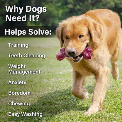 Apasiri Dog Toys for Aggressive Chewers with Bacon Flavor: 8" Indestructible Chew Bones for Large Breeds, Tough Nylon &amp; Rubber Dog Toys Keep Them Busy, Interactive Play - 2-Pack