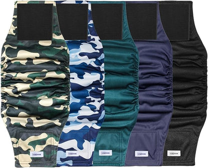 Reusable Dog Diapers Male, Premium Washable Belly Bands for Male Dogs, Pack of 5, High Absorbing Extra Small Male Dog Wraps for Doggie &amp; Puppy in Incontinence or Excitable Urination and Training(XS)