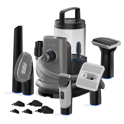 Professional Pet Grooming Vacuum Kit - Cat &amp; Dog Grooming Kit for Easy Pet Care at Home, Quiet &amp; Safe Dog Hair Remover Machine with Brush, Clipper, Shedding &amp; Cleaner Tools &amp; 2L Canister