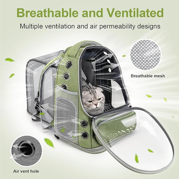 Expandable Cat Backpack,Cat Bubble Backpack Carrier for Carrying Cats, Pets and Small Dogs,Airline-Approved,Designed for Travel, Hiking, Walking,Car