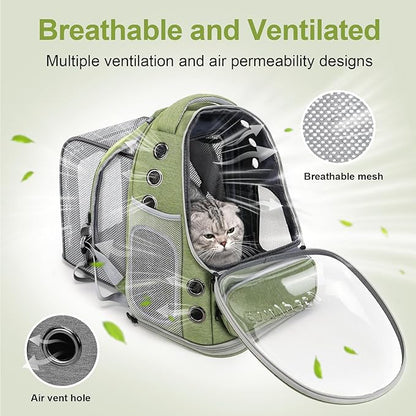 Expandable Cat Backpack,Cat Bubble Backpack Carrier for Carrying Cats, Pets and Small Dogs,Airline-Approved,Designed for Travel, Hiking, Walking,Car